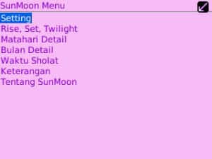 SunMoon SunMoon: Aplikasi Astronomical Algorithms untuk BlackBerry 1