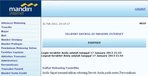 Mandiri Internet Banking Rahmah
