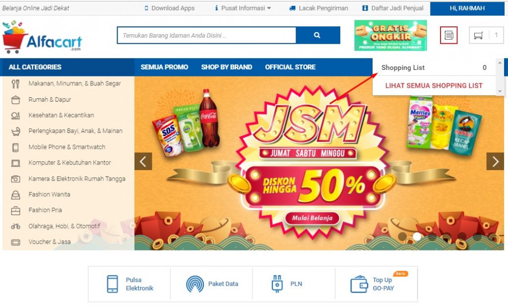shopping list alfacart