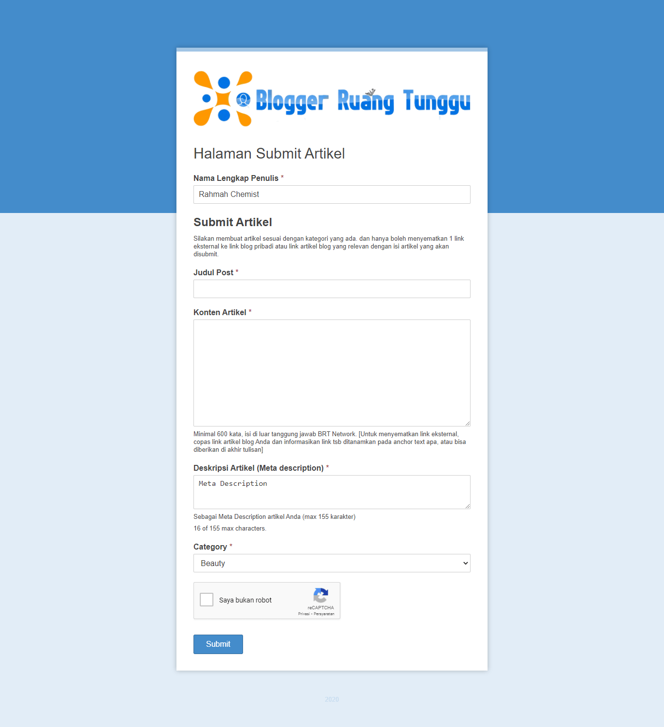 submit artikel di brtnetwork itu free asal sudah jadi member