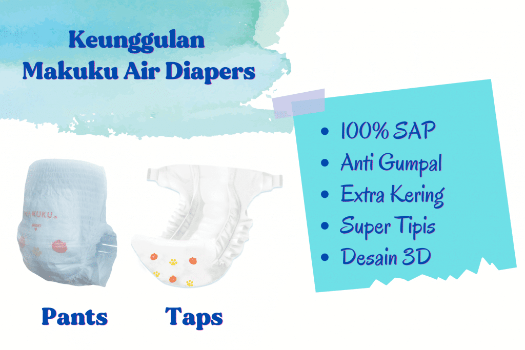 Tips Memilih Popok Bayi yang Nyaman Dipakai 3 keunggulan makuku air diapers popok bayi anti gumpal
