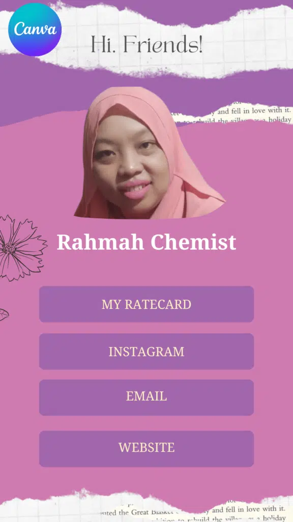 Cara Membuat Biolink di Canva dengan Mudah 3 hasil desain biolink dengan canva