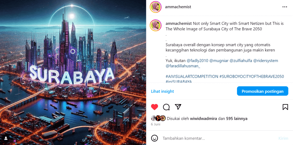 Hasil Karya AI untuk Surabaya di Instagram