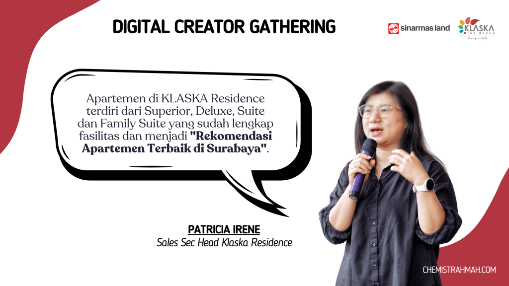 Klaska Residence, Rekomendasi Apartemen di Surabaya dari Sinar Mas Land 11 Patricia Irene selaku Marketing Sec Head